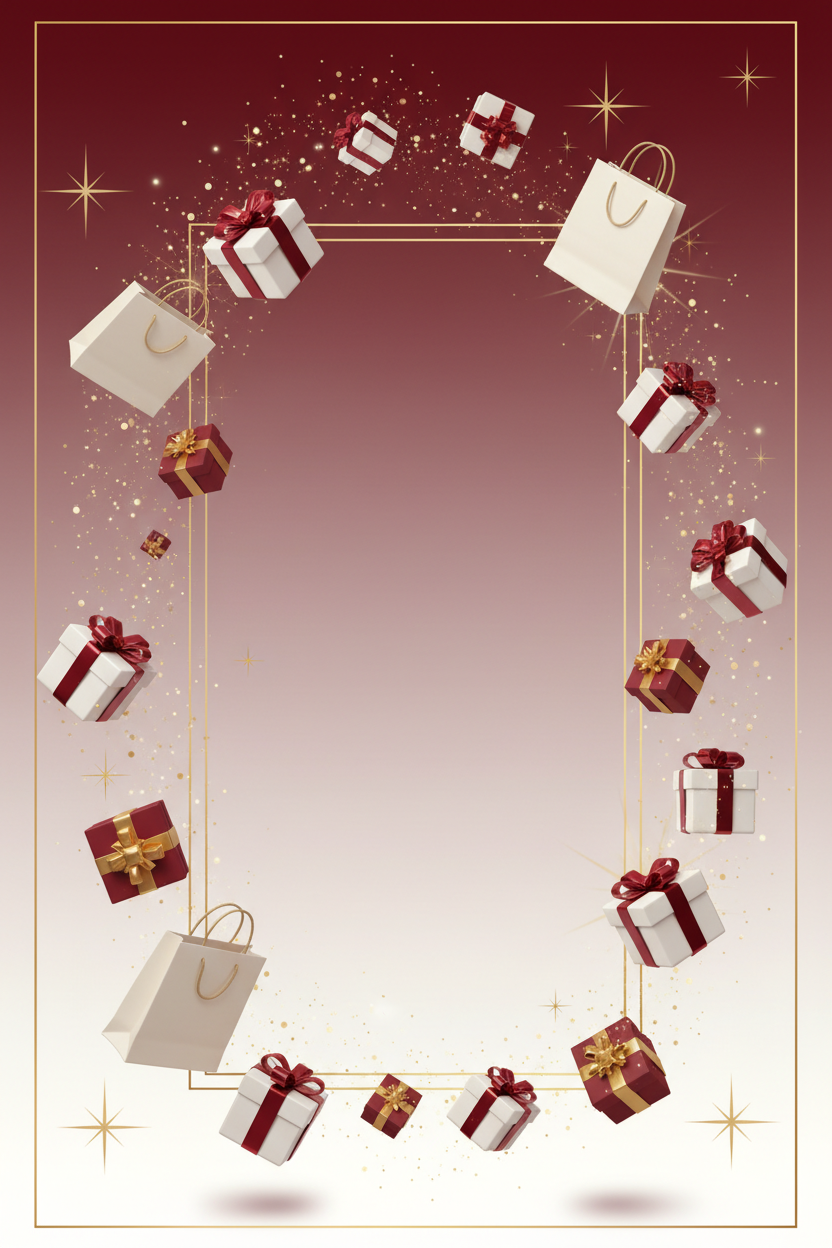 Banner móvil con elementos flotantes